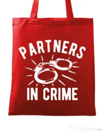 Sacosa din panza Partners in crime 2 Rosu