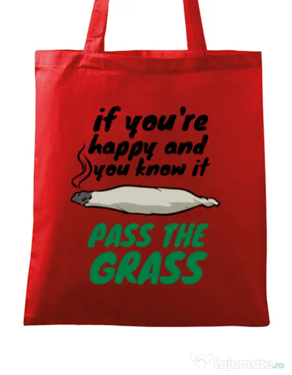 Sacosa din panza Pass the grass Rosu