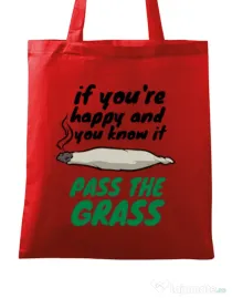 Sacosa din panza Pass the grass Rosu