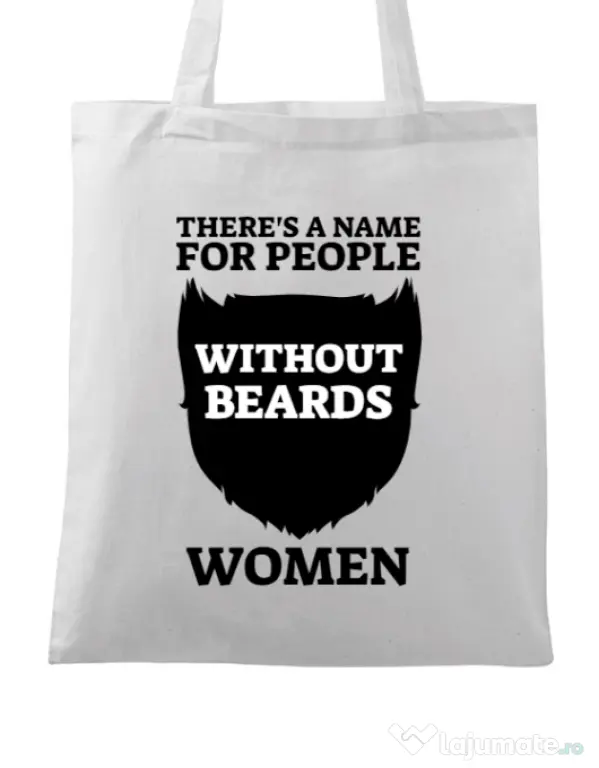 Sacosa din panza People without beards Alb