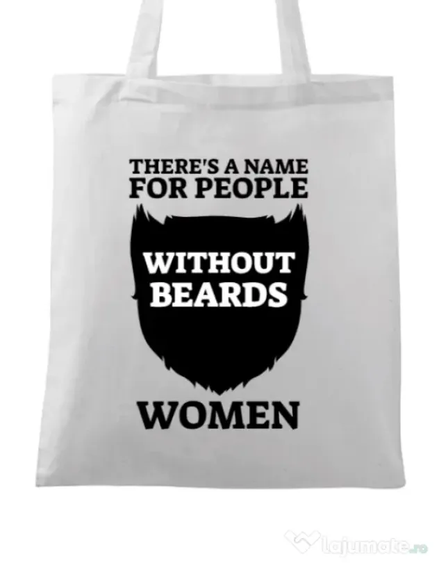 Sacosa din panza People without beards Alb