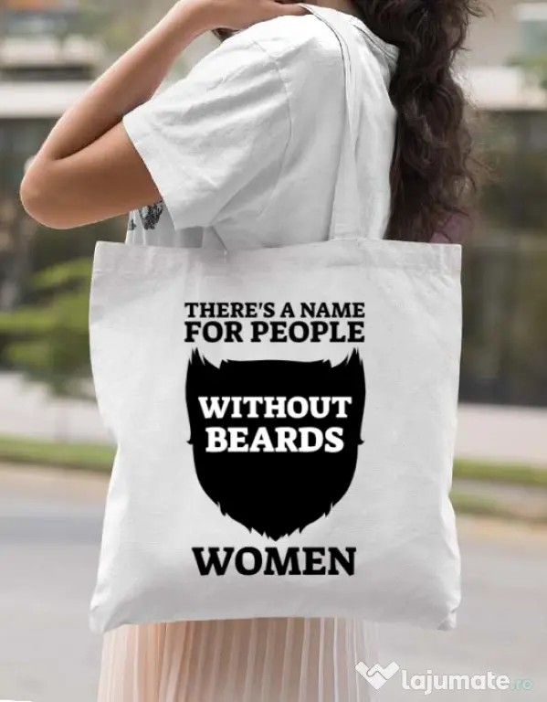 Sacosa din panza People without beards Alb