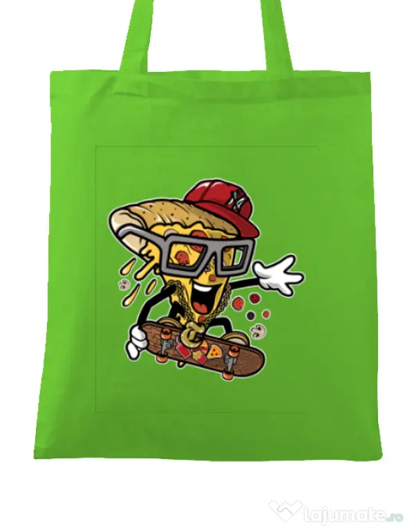 Sacosa din panza Pizza Skater Verde mar