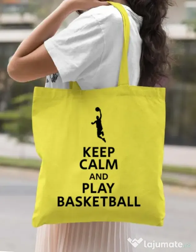 Sacosa din panza Play basketball Galben