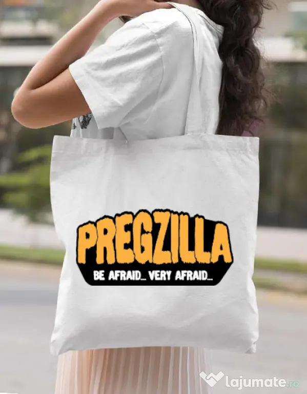 Sacosa din panza Pregzilla Alb