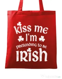 Sacosa din panza Pretending to be irish Rosu