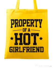 Sacosa din panza Property of a hot girlfriend Galben