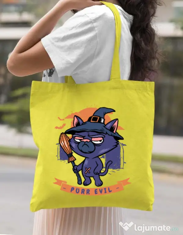 Sacosa din panza Purr halloween Galben