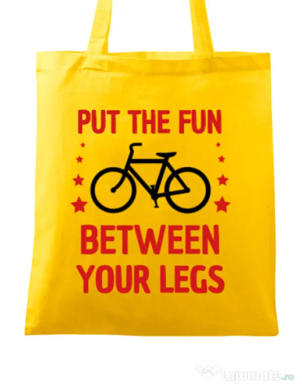 Sacosa din panza Put the fun Between your legs Galben