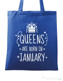 Sacosa din panza Queens are born in january Albastru regal