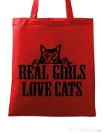 Sacosa din panza Real girls love cats Rosu