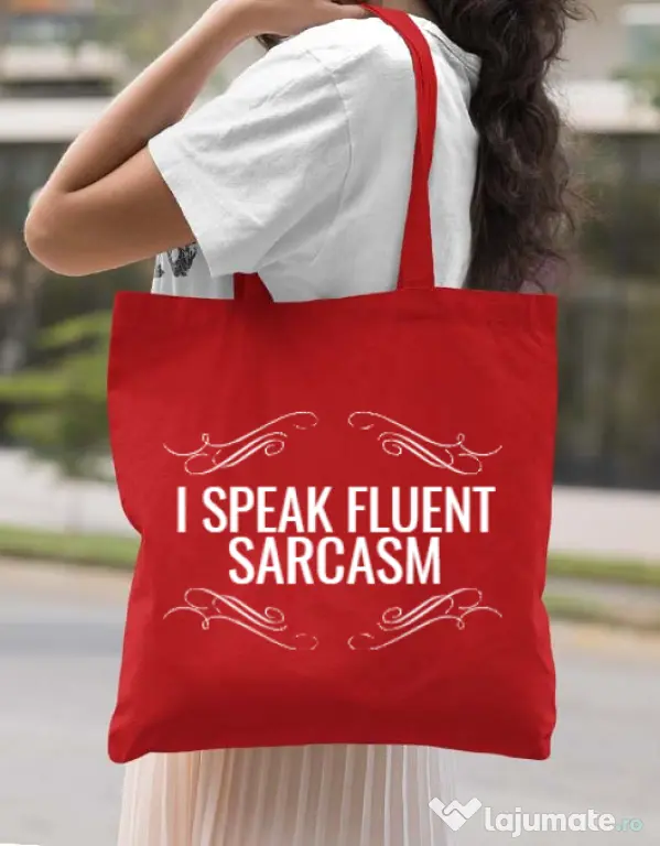 Sacosa din panza Sarcasm Rosu