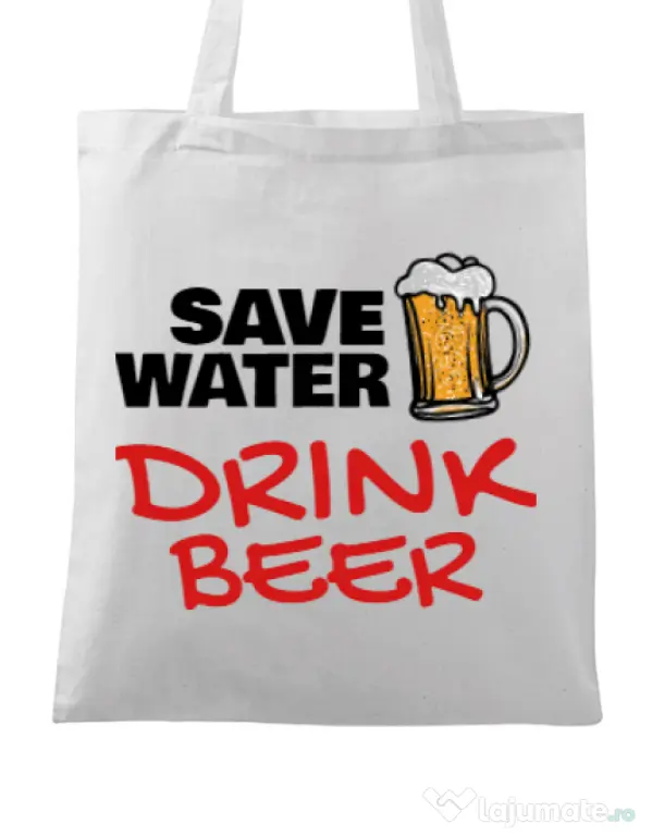 Sacosa din panza Save water Alb