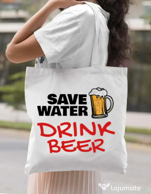 Sacosa din panza Save water Alb