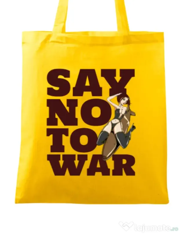 Sacosa din panza Say no to war Galben