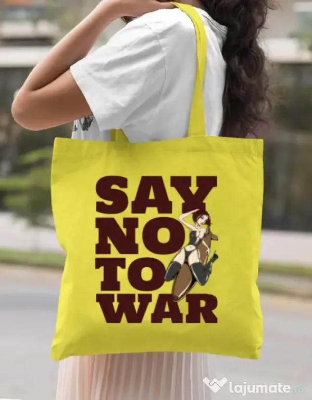 Sacosa din panza Say no to war Galben