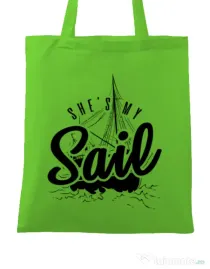 Sacosa din panza She s my sail Verde mar