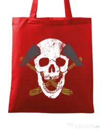 Sacosa din panza Skull Axe Rosu