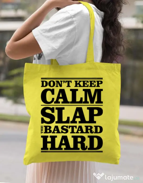 Sacosa din panza Slap the bastard Galben