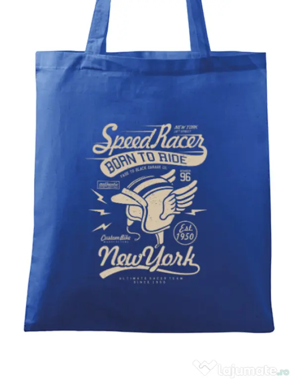 Sacosa din panza Speed Racer Albastru regal