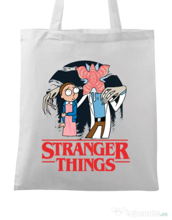 Sacosa din panza Stranger Ricks Alb