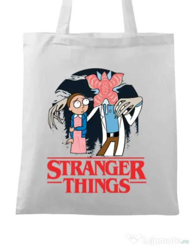 Sacosa din panza Stranger Ricks Alb