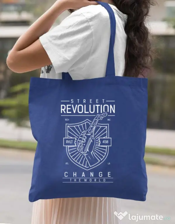 Sacosa din panza Street Revolution Albastru regal