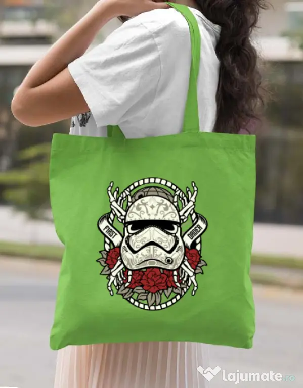 Sacosa din panza Sugar Skull Trooper Verde mar