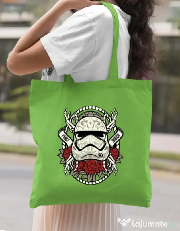 Sacosa din panza Sugar Skull Trooper Verde mar