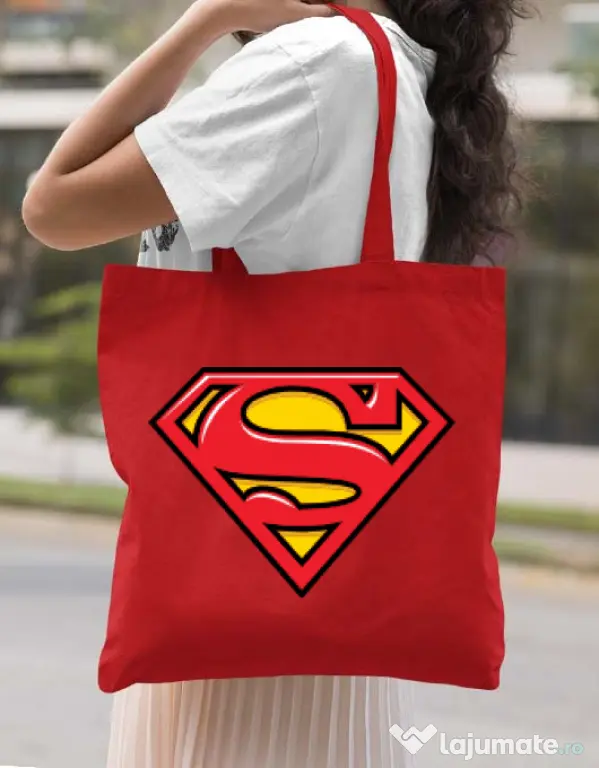 Sacosa din panza Superman Rosu