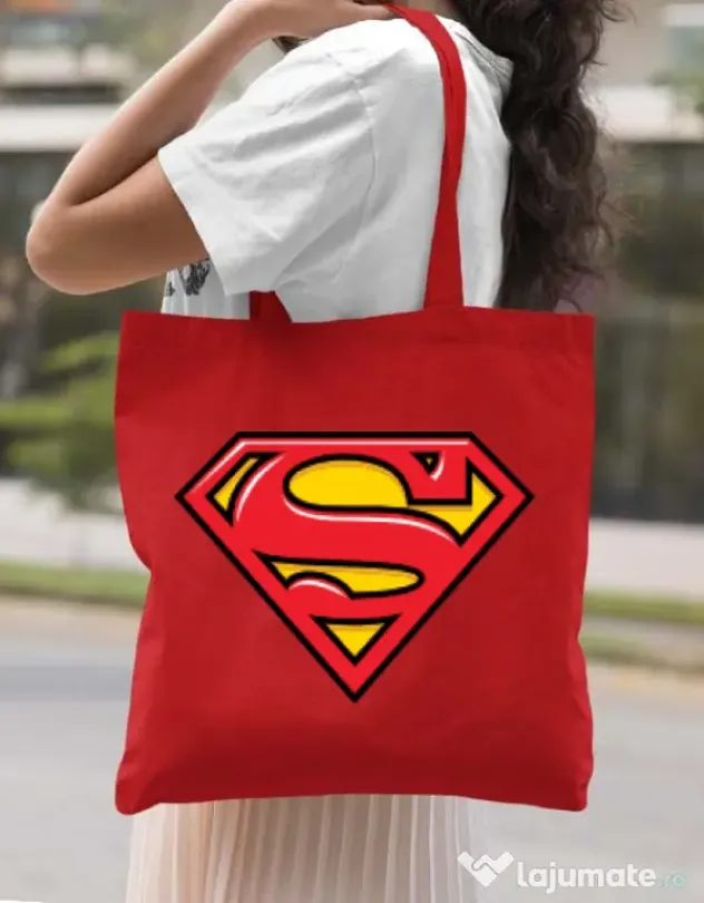 Sacosa din panza Superman Rosu