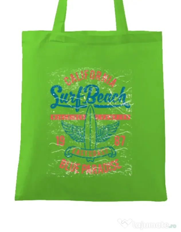 Sacosa din panza Surf Beach Verde mar
