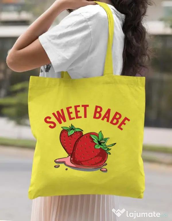 Sacosa din panza Sweet babe Galben