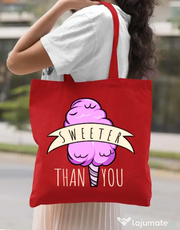 Sacosa din panza Sweeter than you Rosu