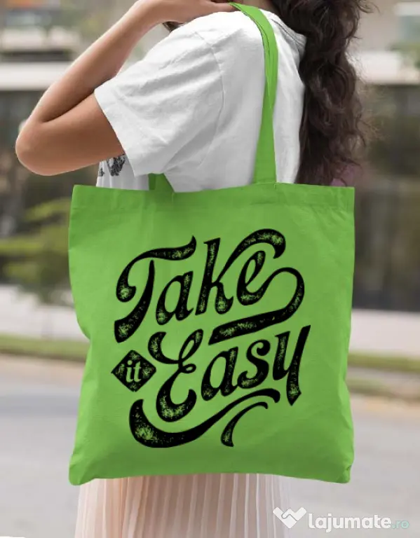 Sacosa din panza Take it easy Verde mar