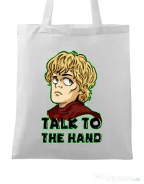 Sacosa din panza Talk to the hand Alb