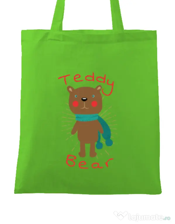 Sacosa din panza Teddy bear Verde mar
