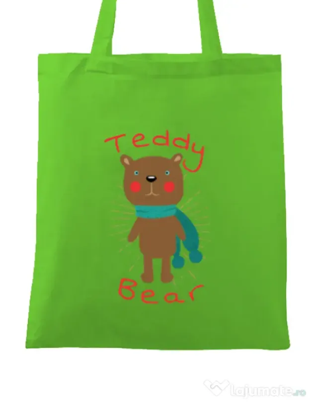 Sacosa din panza Teddy bear Verde mar