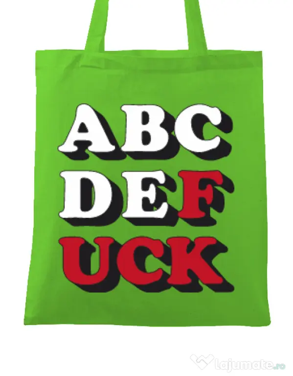 Sacosa din panza The alphabet Verde mar