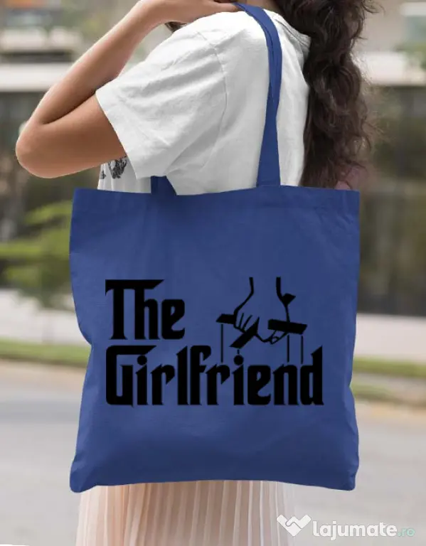Sacosa din panza The girlfriend Albastru regal