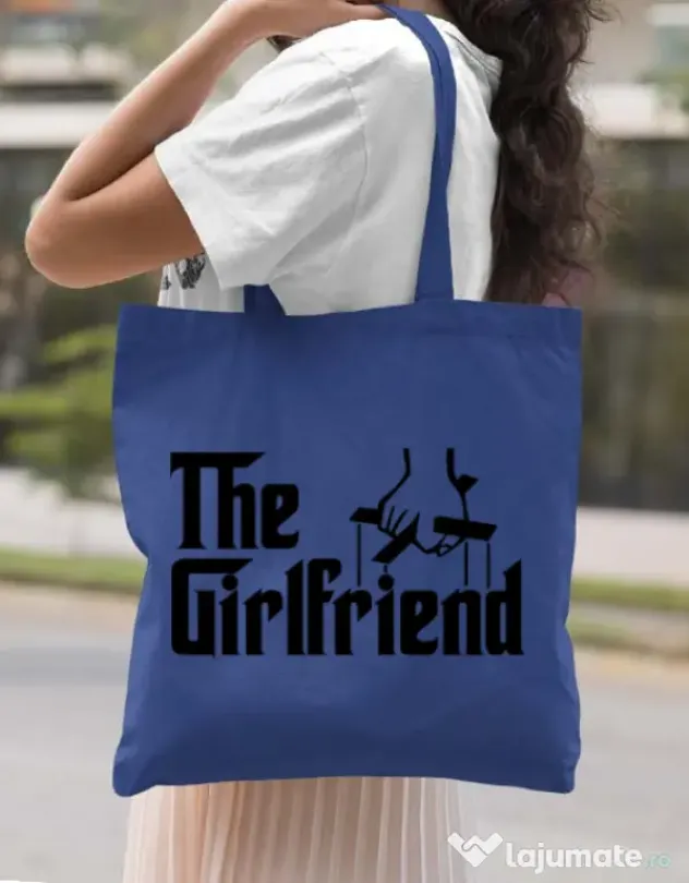 Sacosa din panza The girlfriend Albastru regal