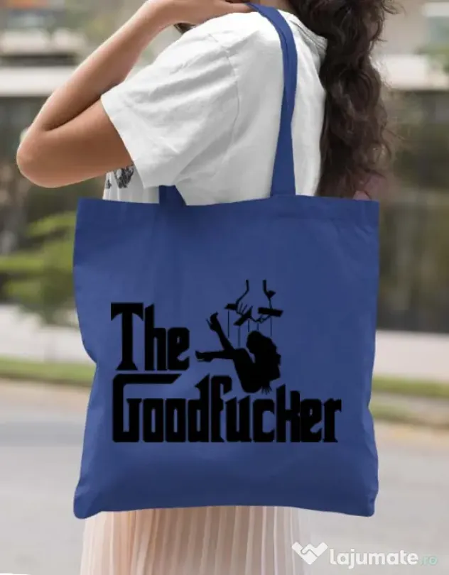 Sacosa din panza The goodfucker Albastru regal