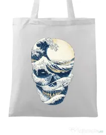 Sacosa din panza The Great Wave off Skull Alb