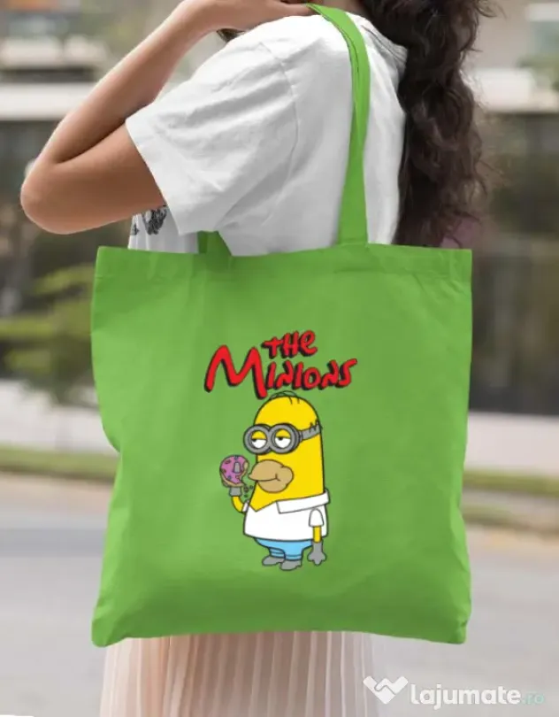 Sacosa din panza The Minions Verde mar