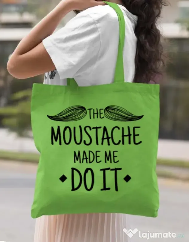 Sacosa din panza The moustache Verde mar
