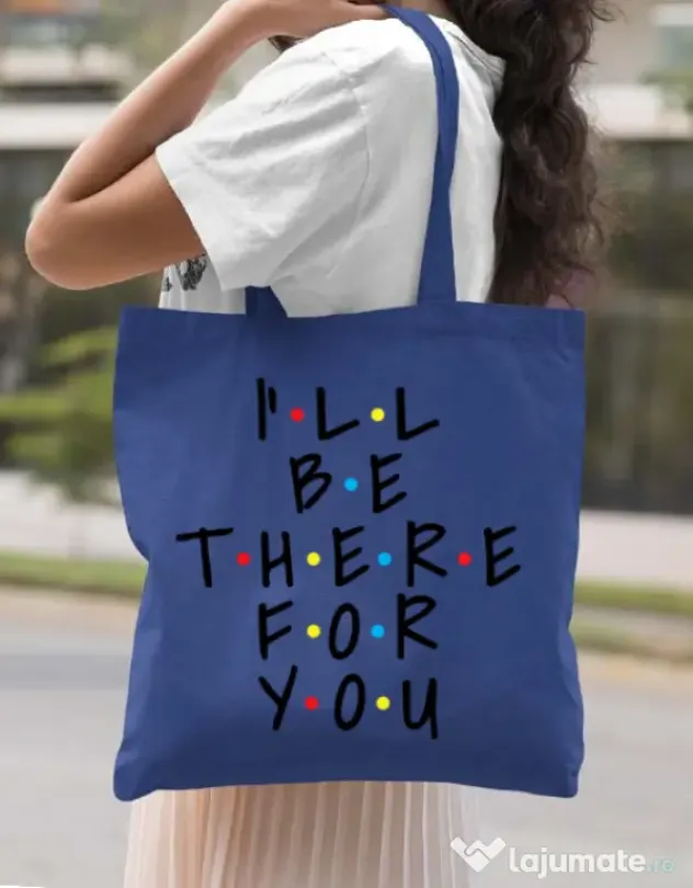 Sacosa din panza There for you Albastru regal
