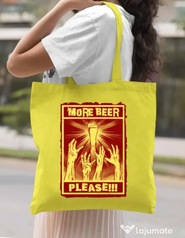 Sacosa din panza Thirsty zombies Galben