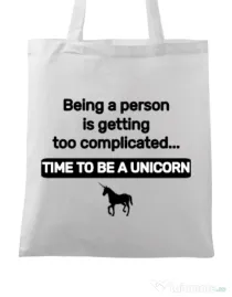 Sacosa din panza Time to be a unicorn Alb
