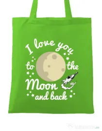 Sacosa din panza To the moon and back Verde mar