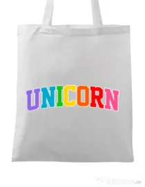 Sacosa din panza Unicorn Alb